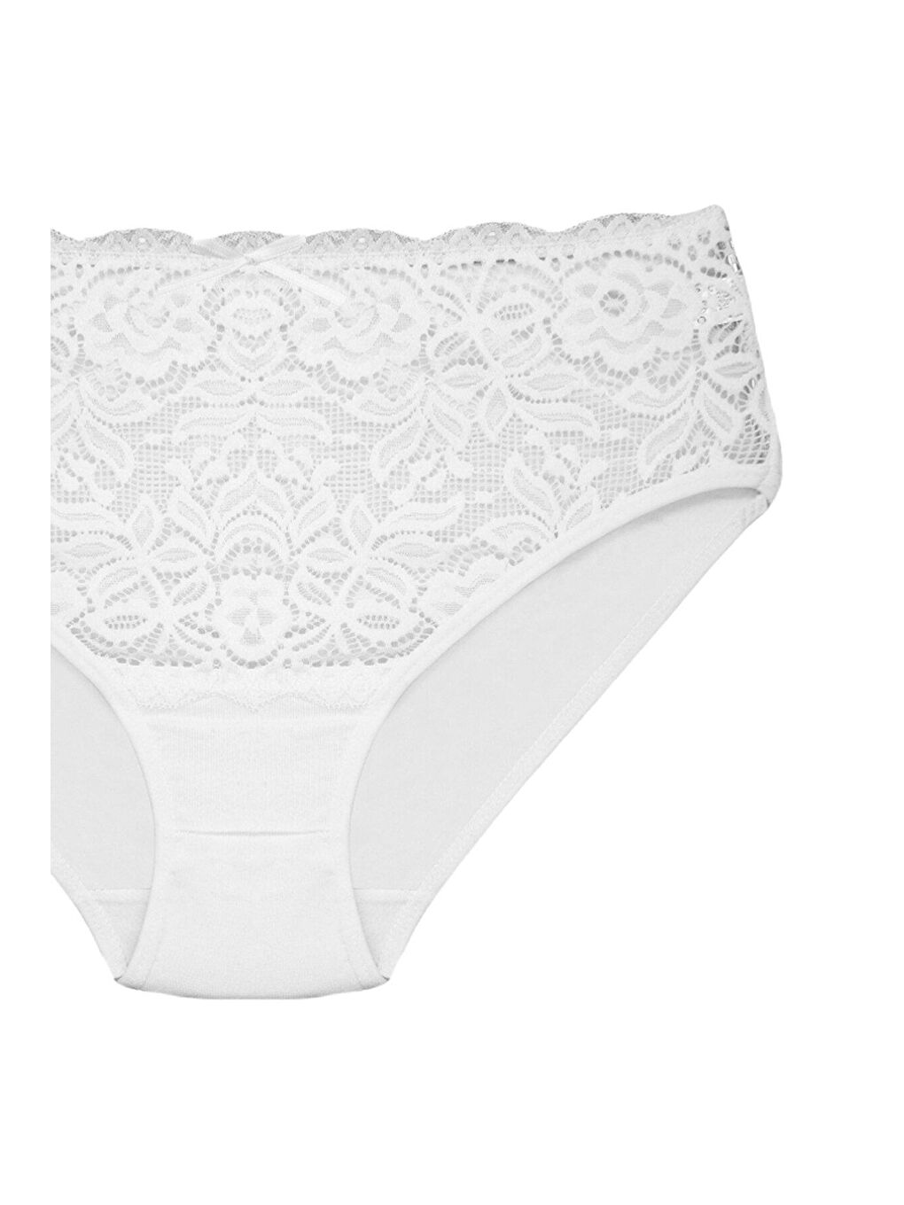 Beyaz Pamuklu Ön Bel Dantel Detay Kadın Külot-1