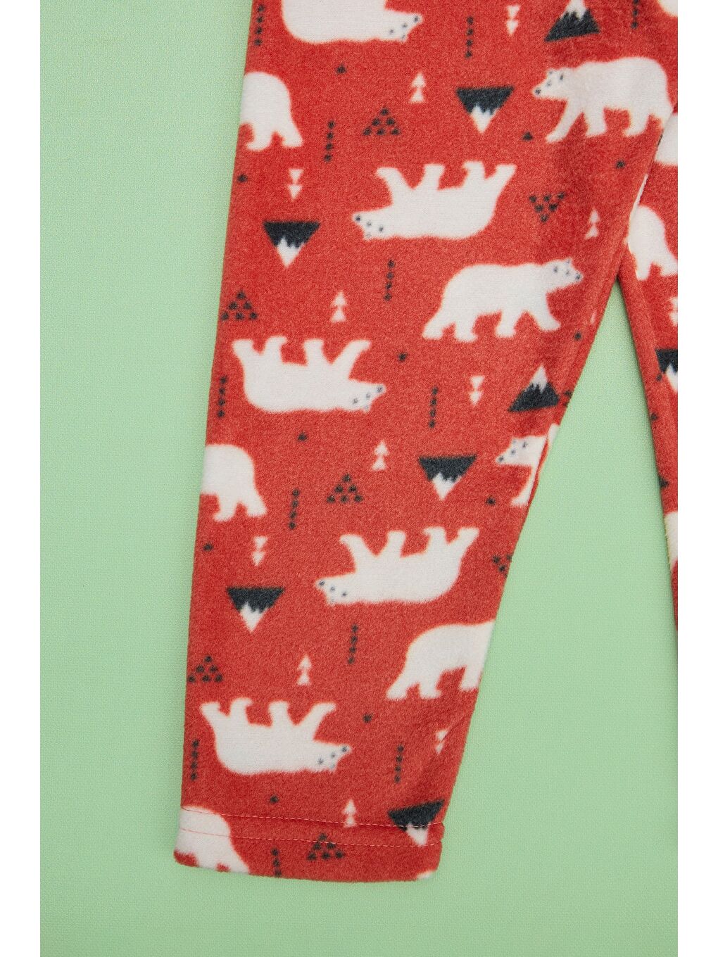 Kahverengi Kutup Ayısı Desenli Polar Unisex Çocuk Pijama Altı-4