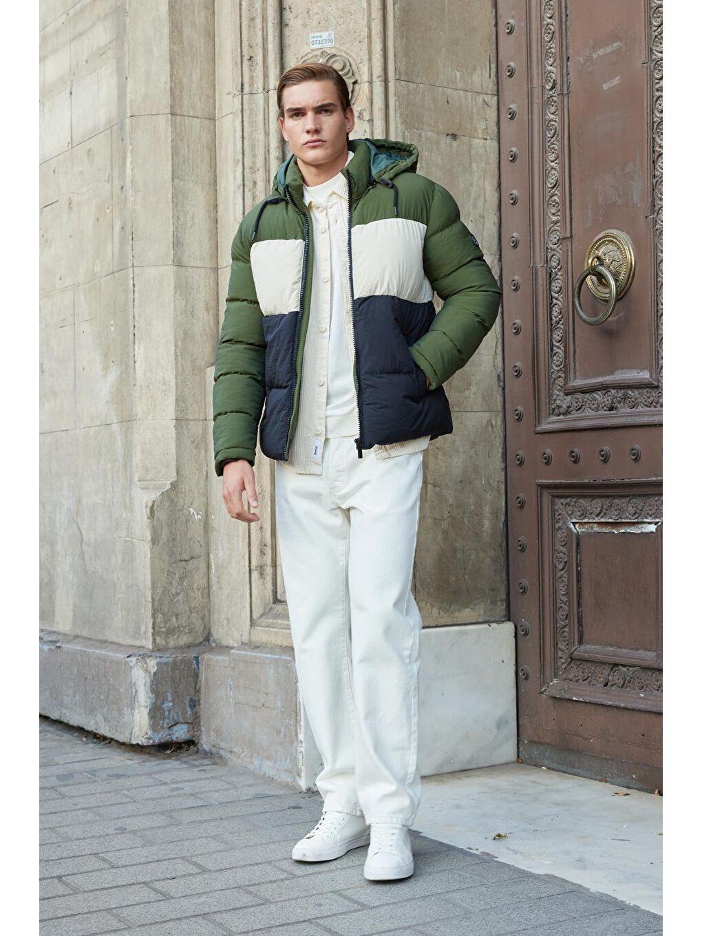 Erkek Renkli Şişme Mont Haki-5