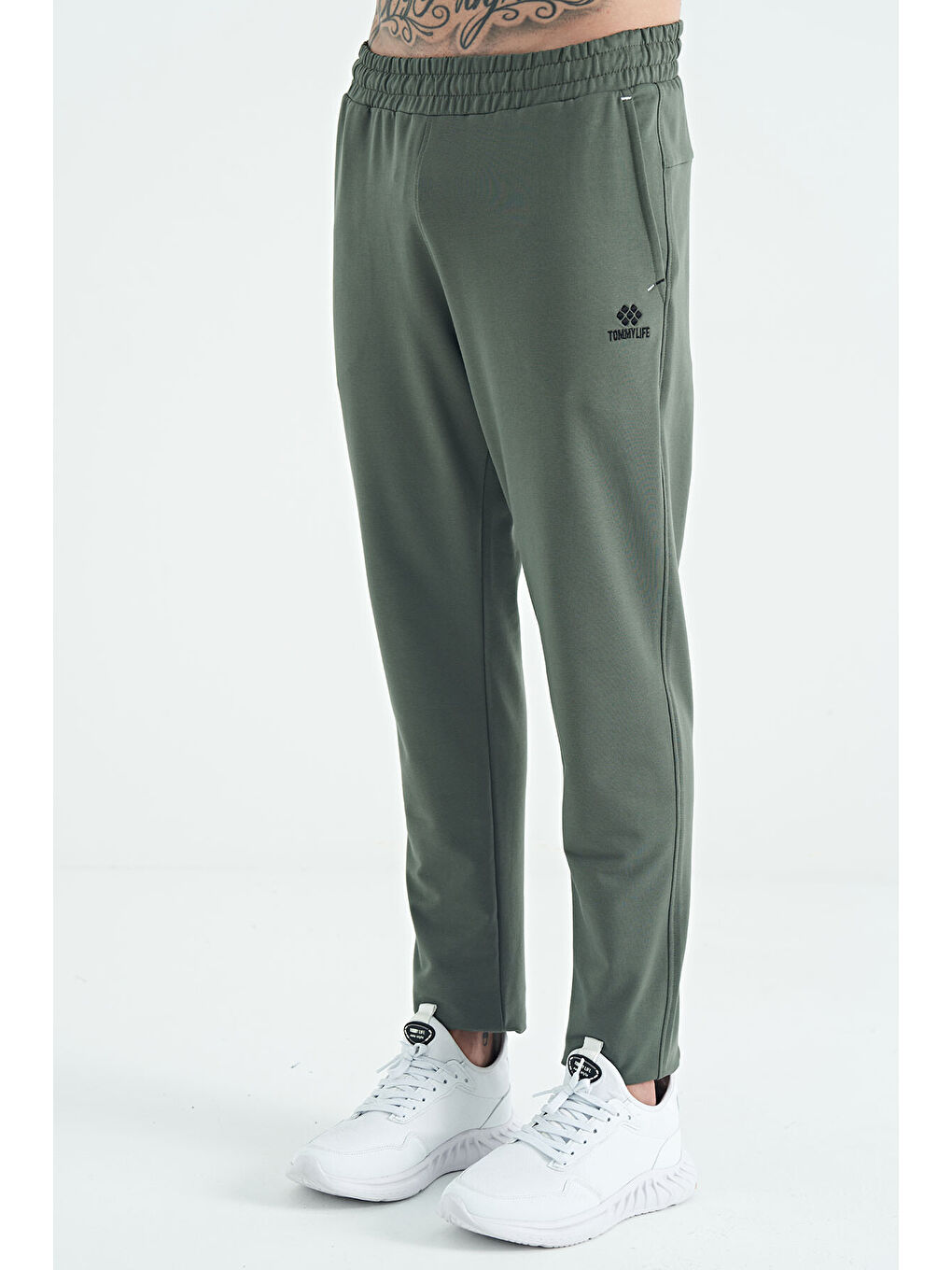 Yeşil Çağla Logo Nakış Detaylı Yan Cepli Standart Kalıp Erkek Eşofman Alt - 84967-2