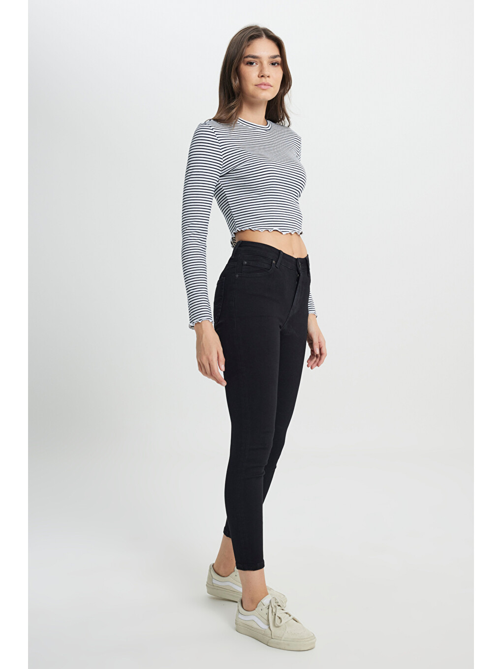 Siyah Forever Skinny Fit Yüksek Bel Jean Pantolon-1