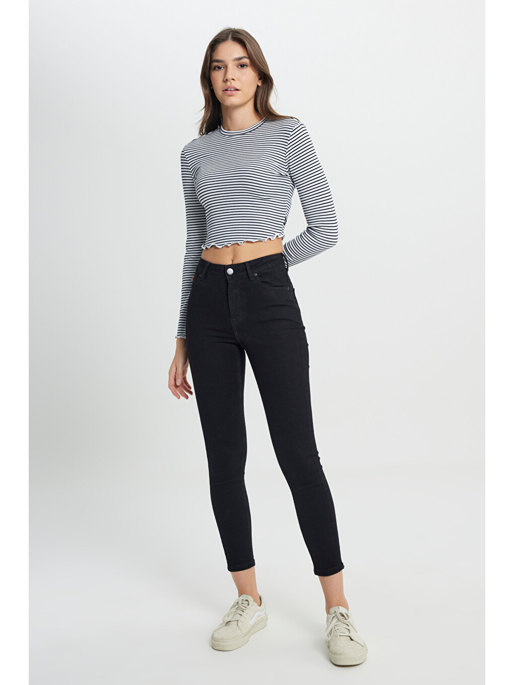 Siyah Forever Skinny Fit Yüksek Bel Jean Pantolon-2