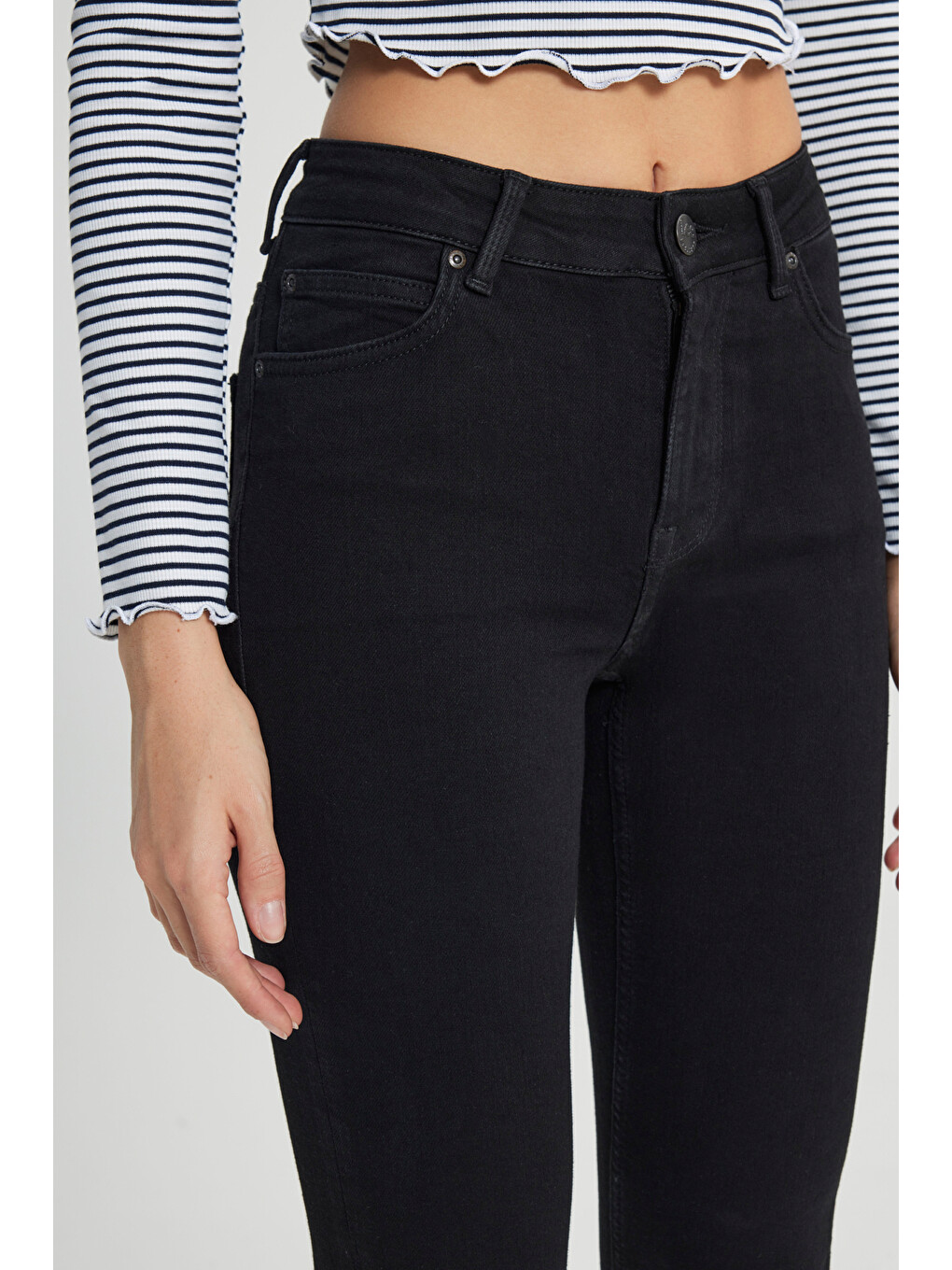 Siyah Forever Skinny Fit Yüksek Bel Jean Pantolon-5