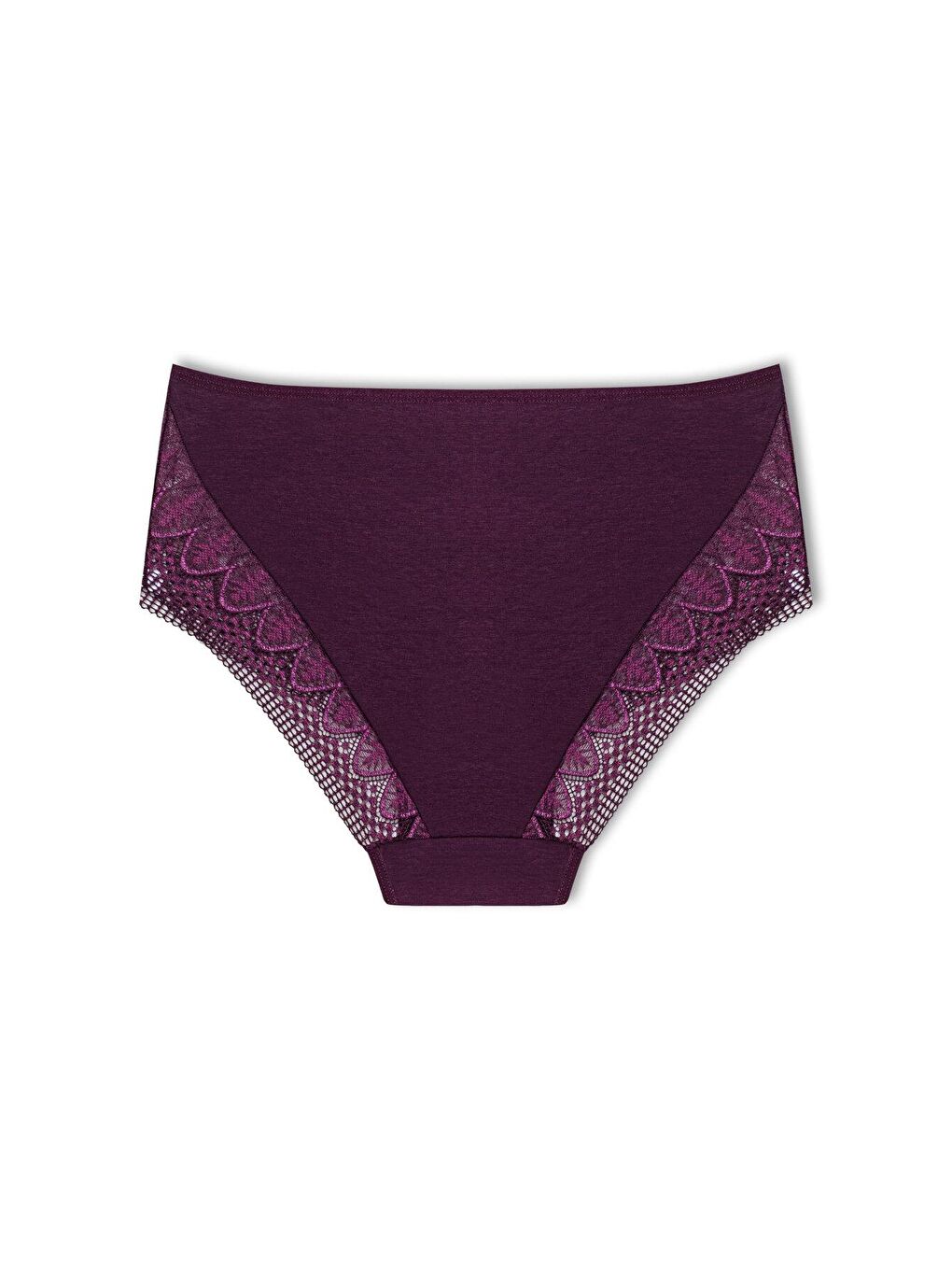 Kırmızı Önü ve Paçası Dantel Detaylı Büyük Beden Kadın Külot 3'lü-3