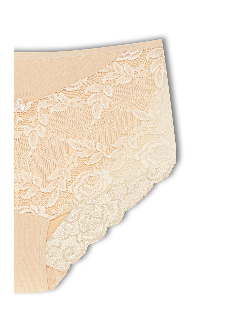 Kahverengi Önü ve Paçası Dantel Detaylı Büyük Beden Kadın Külot 3'lü-4