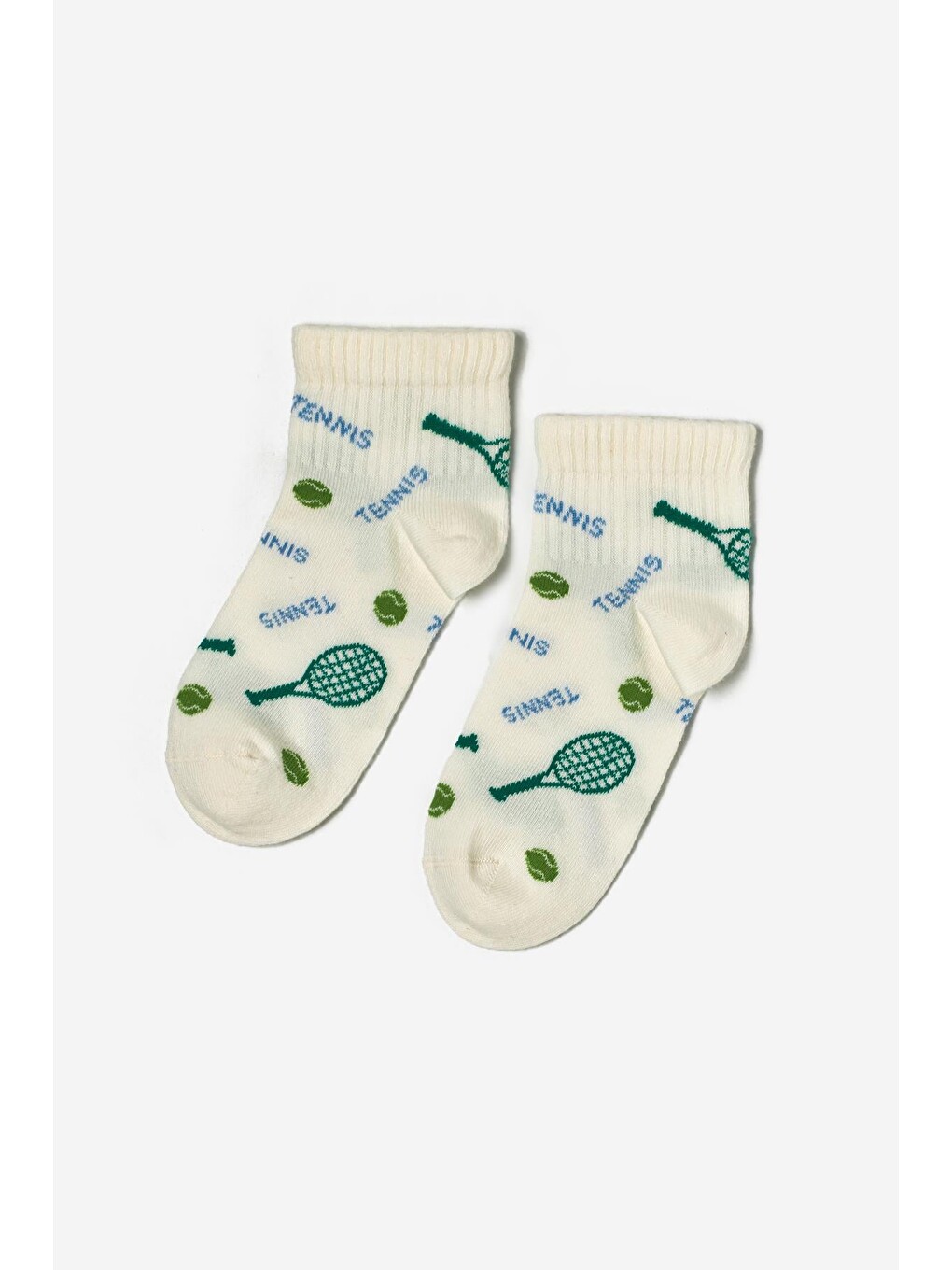Yeşil Çocuk Tenis Desenli 4'Lü Paket Soket Çorap-3