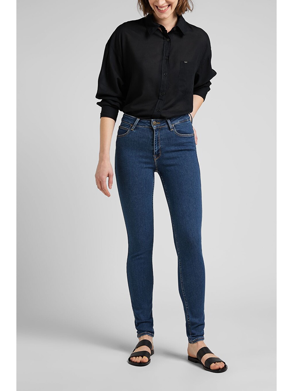 Lacivert Forever Skinny Fit Yüksek Bel Jean Pantolon-1
