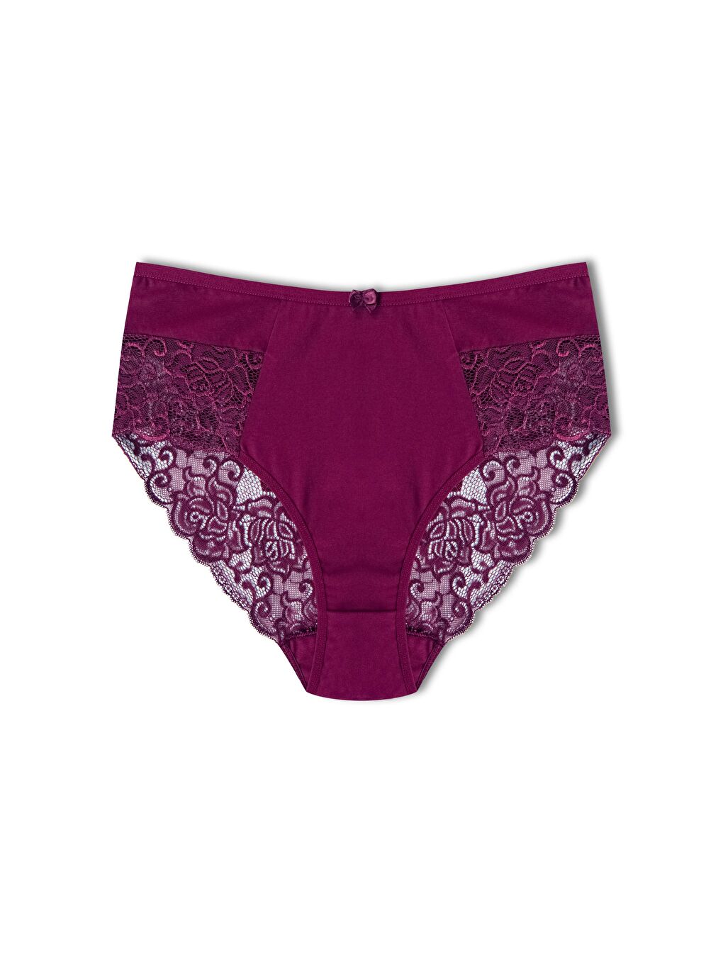 Mor Pamuklu Yüksek Bel Büyük Beden Paçası Dantel Kadın Külot