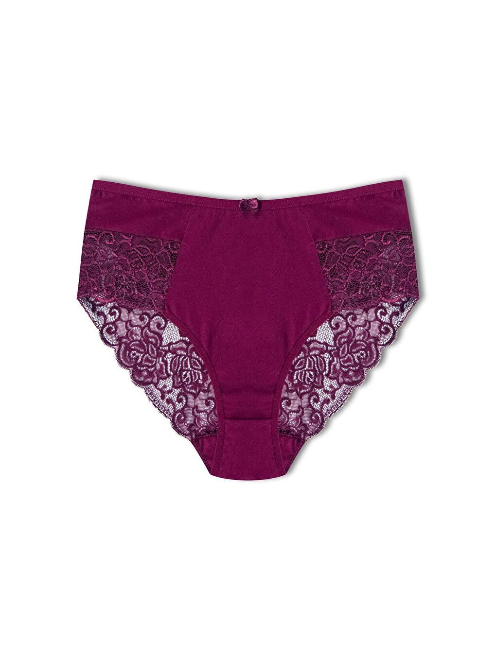 Mor Pamuklu Yüksek Bel Büyük Beden Paçası Dantel Kadın Külot 2'li-2