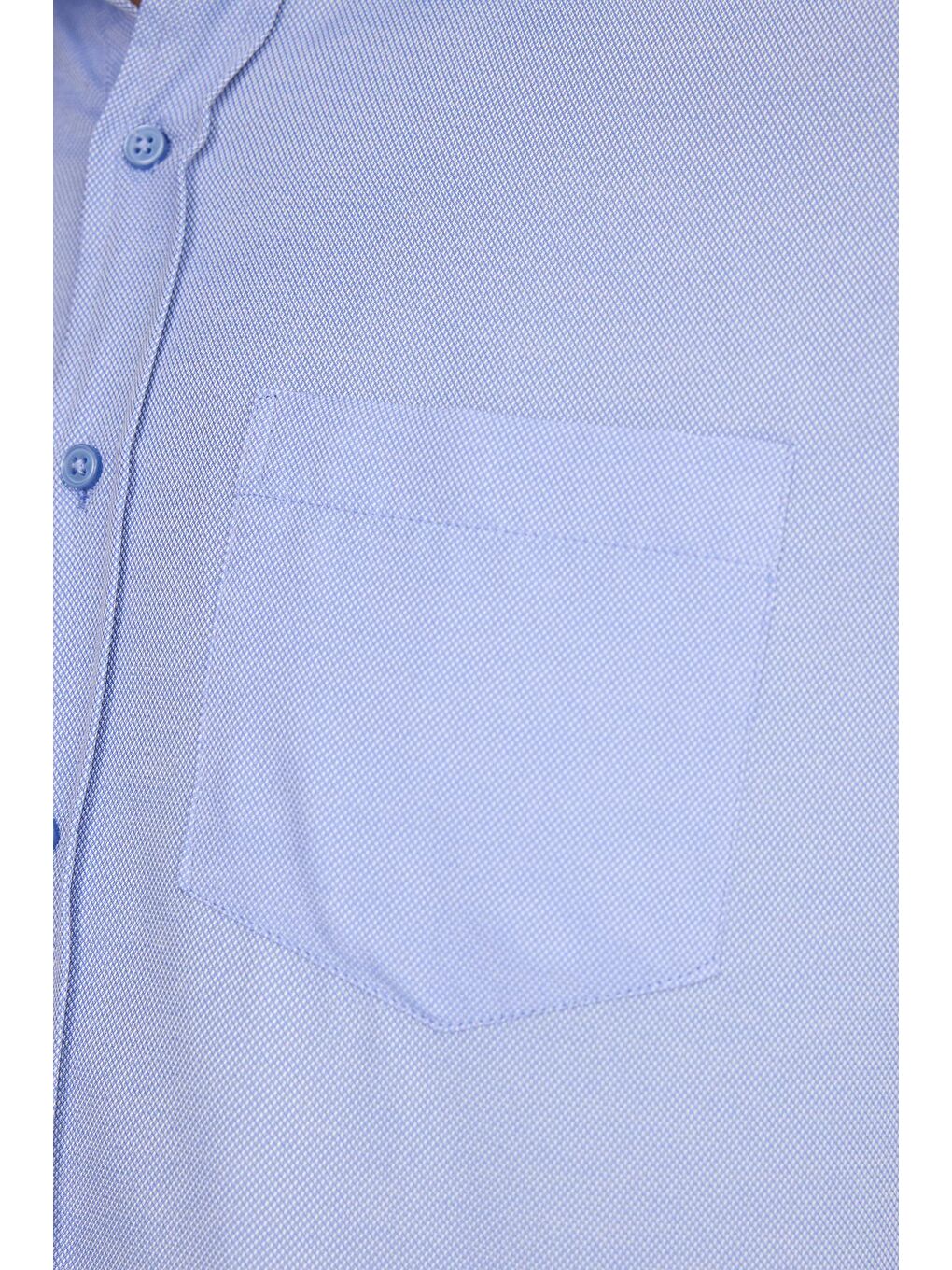 Erkek Regular Fit Klasik Kesim Pamuklu Kolay Ütü Armürlü Mavi Gömlek-5