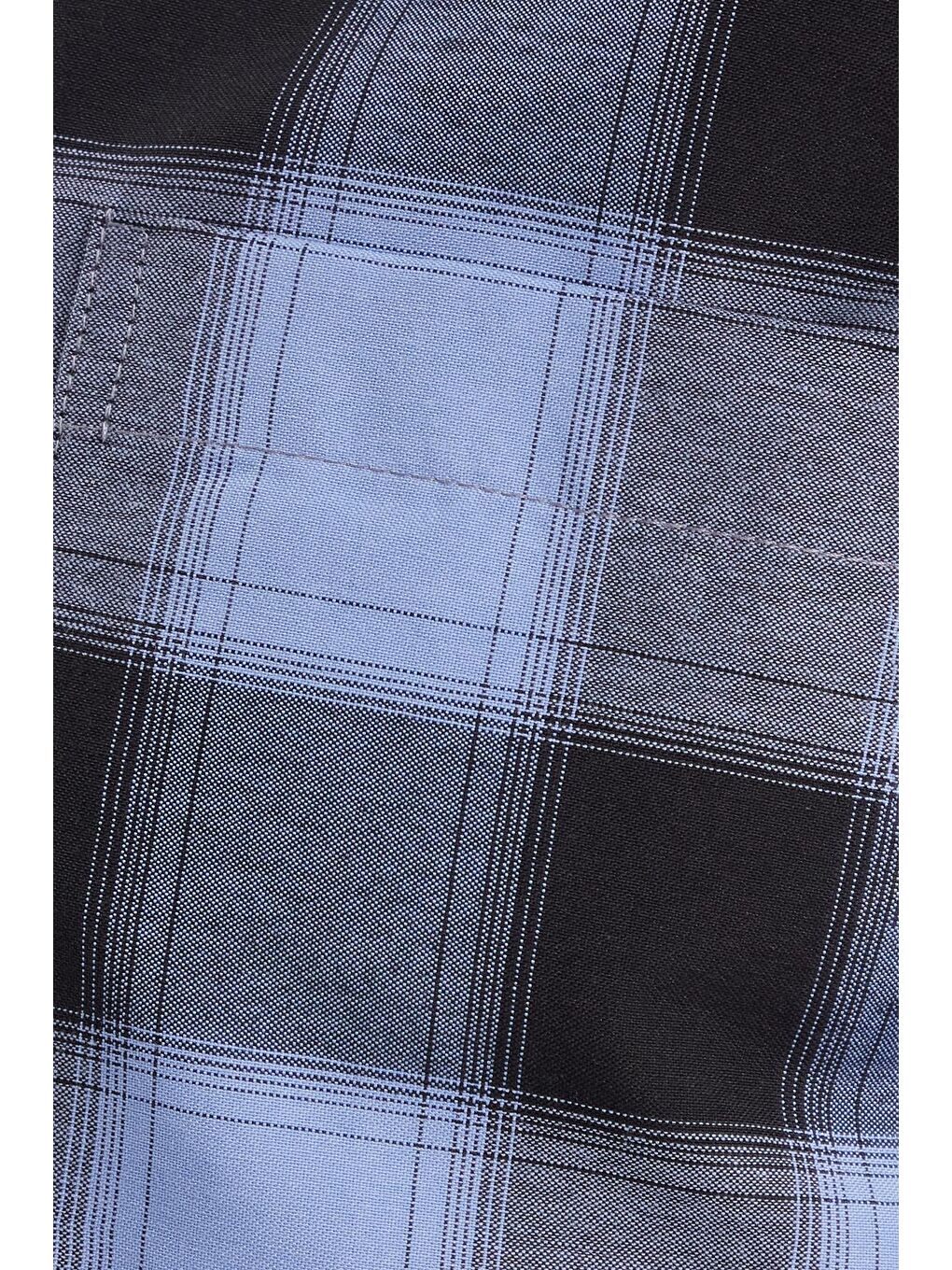 Karışık Erkek Regular Fit Klasik Kesim Düğmeli Yaka Küçük Kareli Pamuklu Gömlek-5