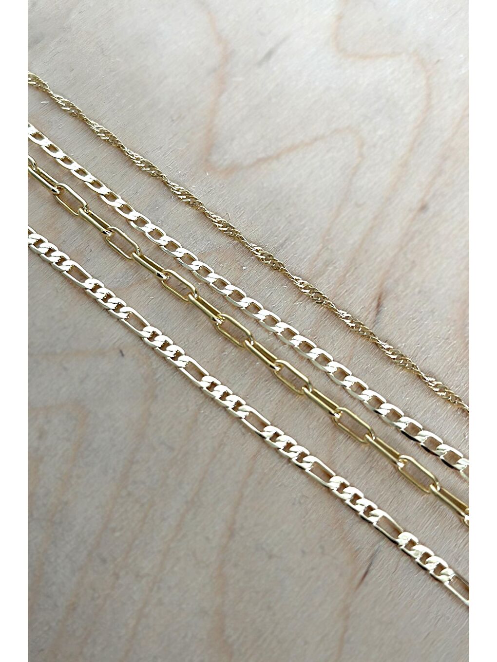 Sarı Kombin Altın Zincir Kolye Seti 4 Ayrı Zincir-3