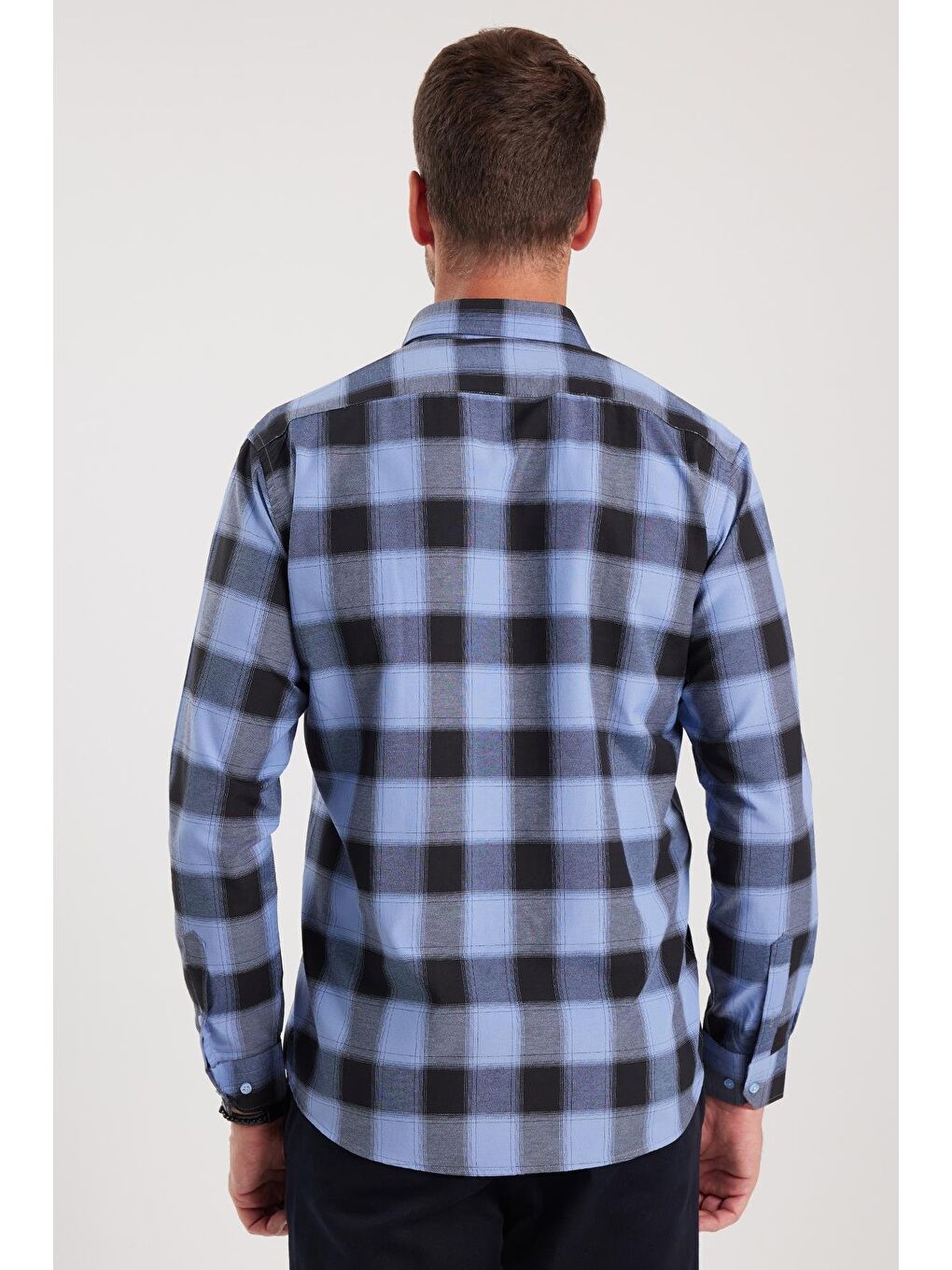 Karışık Erkek Regular Fit Klasik Kesim Düğmeli Yaka Küçük Kareli Pamuklu Gömlek-6