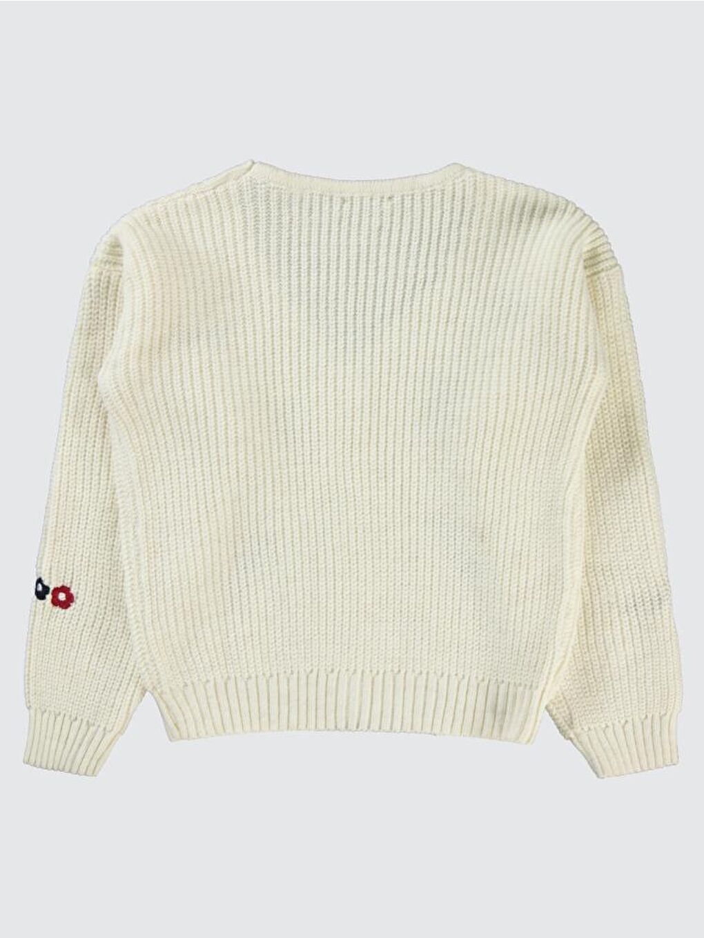 Ekru Girls Çiçek Nakışlı 10-13 Yaş Hırka