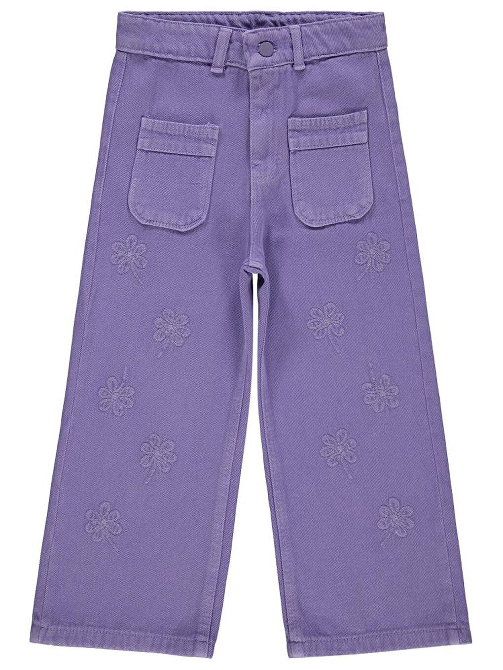 Mor Girls Çiçek Desenli 10-13 Yaş Pantolon-2