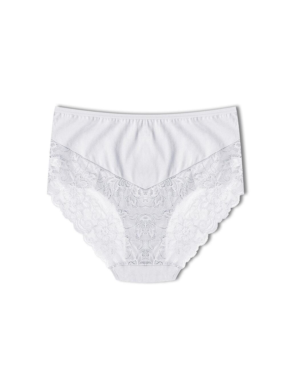 Beyaz Pamuklu Yüksek Bel Büyük Beden Paçası Dantel Kadın Külot-1