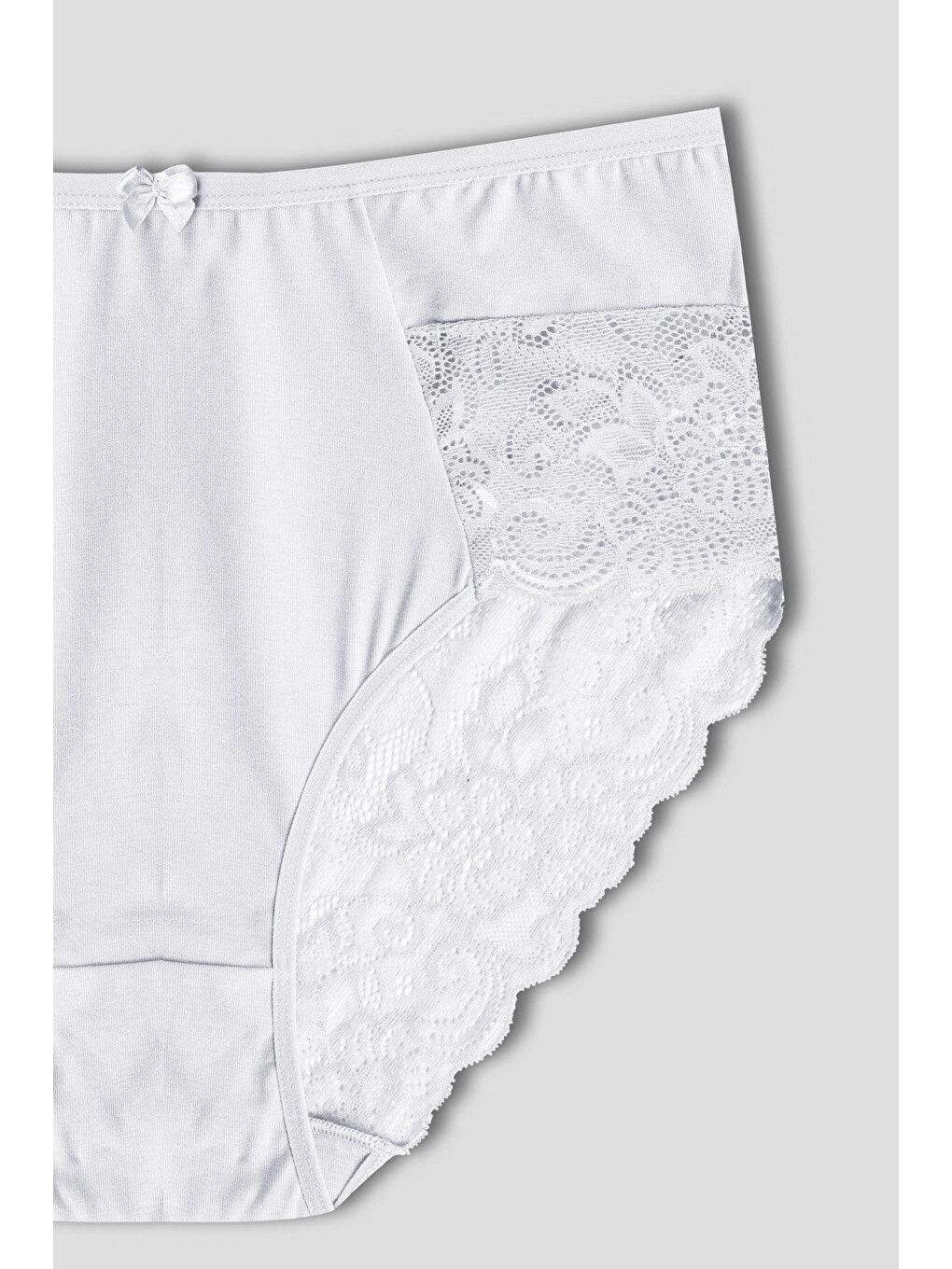 Beyaz Pamuklu Yüksek Bel Büyük Beden Paçası Dantel Kadın Külot-2