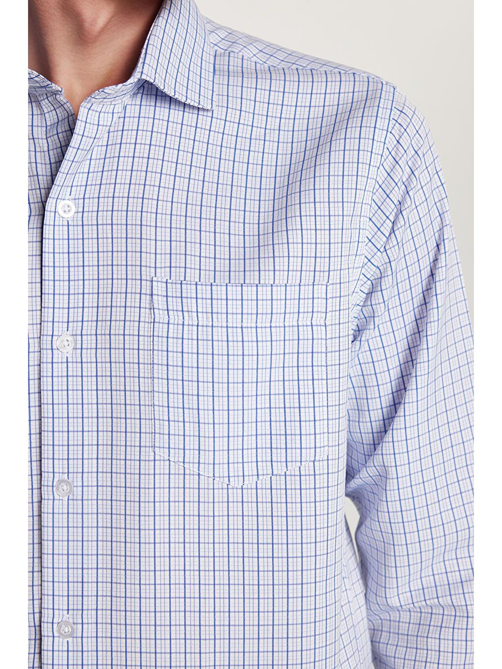 Karışık Erkek Regular Fit Klasik Kesim Tek Cepli Kareli İtalyan Yaka Gömlek-2