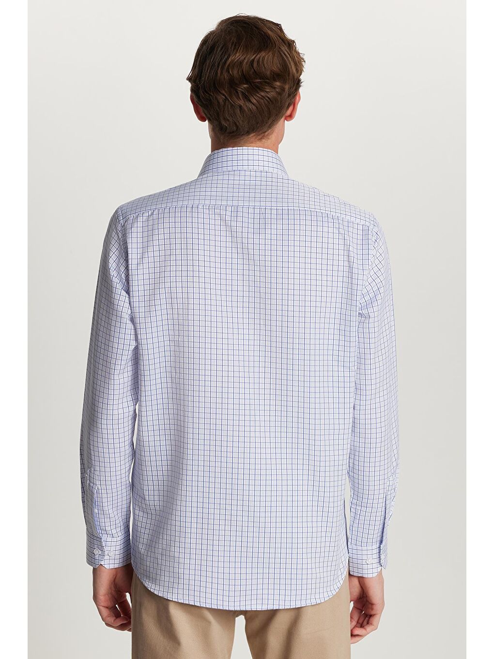 Karışık Erkek Regular Fit Klasik Kesim Tek Cepli Kareli İtalyan Yaka Gömlek-4