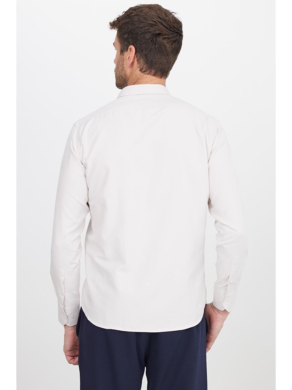 Bej Erkek Regular Fit Klasik Kesim Pamuklu Kolay Ütü Armürlü Taş Rengi Gömlek-6