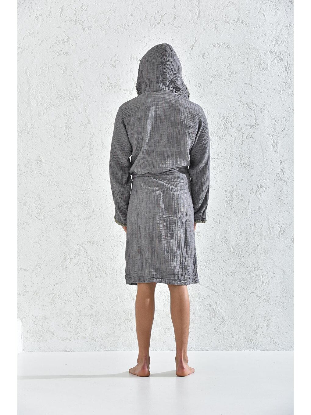 Yeşil Muna Erkek Bornoz %100 Organik Pamuk-4