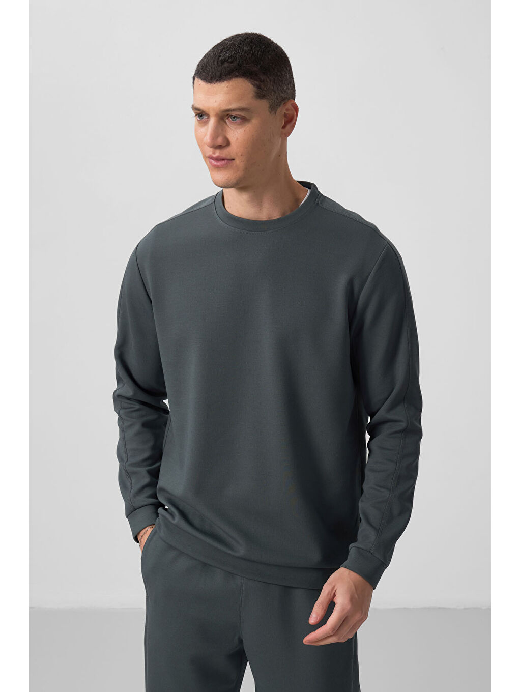 Haki Yüzeyi Dokulu Oversize Erkek Eşofman Takım - 85275-1