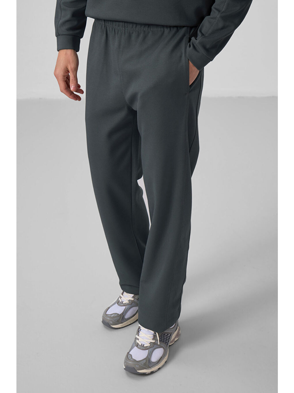 Haki Yüzeyi Dokulu Oversize Erkek Eşofman Takım - 85275-2