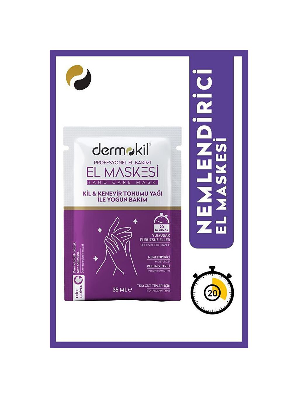 DERMOKIL Bej-Beyaz Kil ve Kenevir Yağlı Peeling Etkili El Maskesi 35 ml