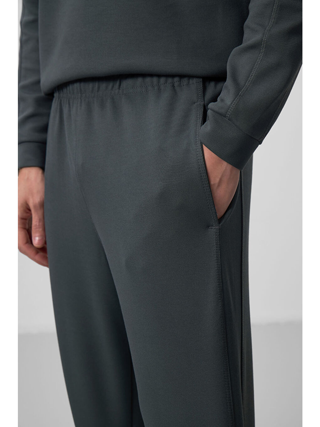 Haki Yüzeyi Dokulu Oversize Erkek Eşofman Takım - 85275-4