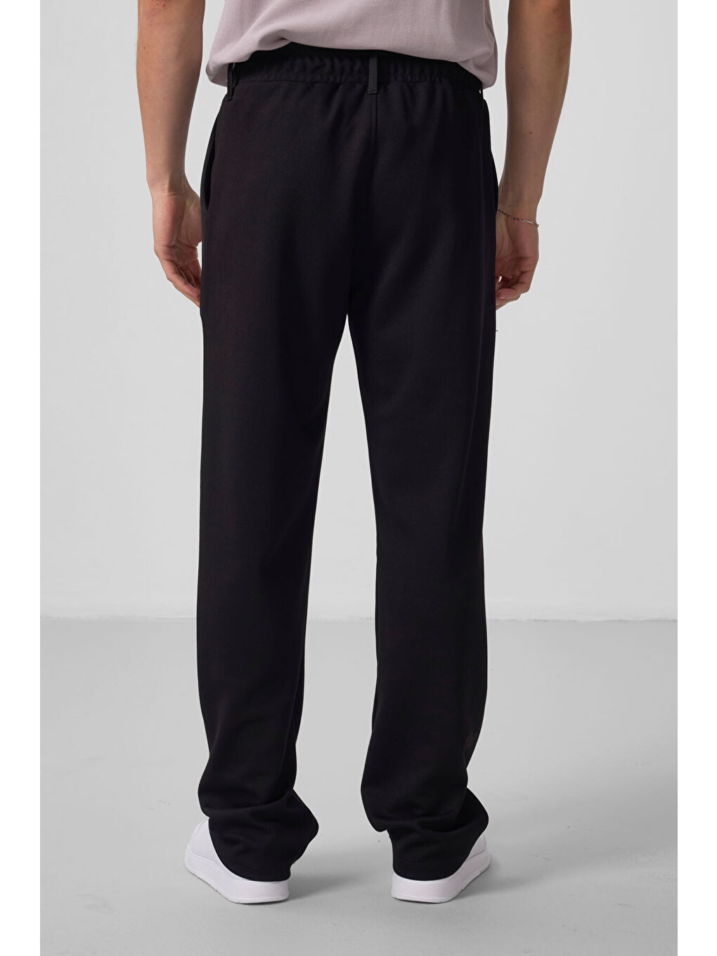 Siyah Yüzeyi Dokulu Rahat Form Palazzo  Erkek Pantolon - 82163-4