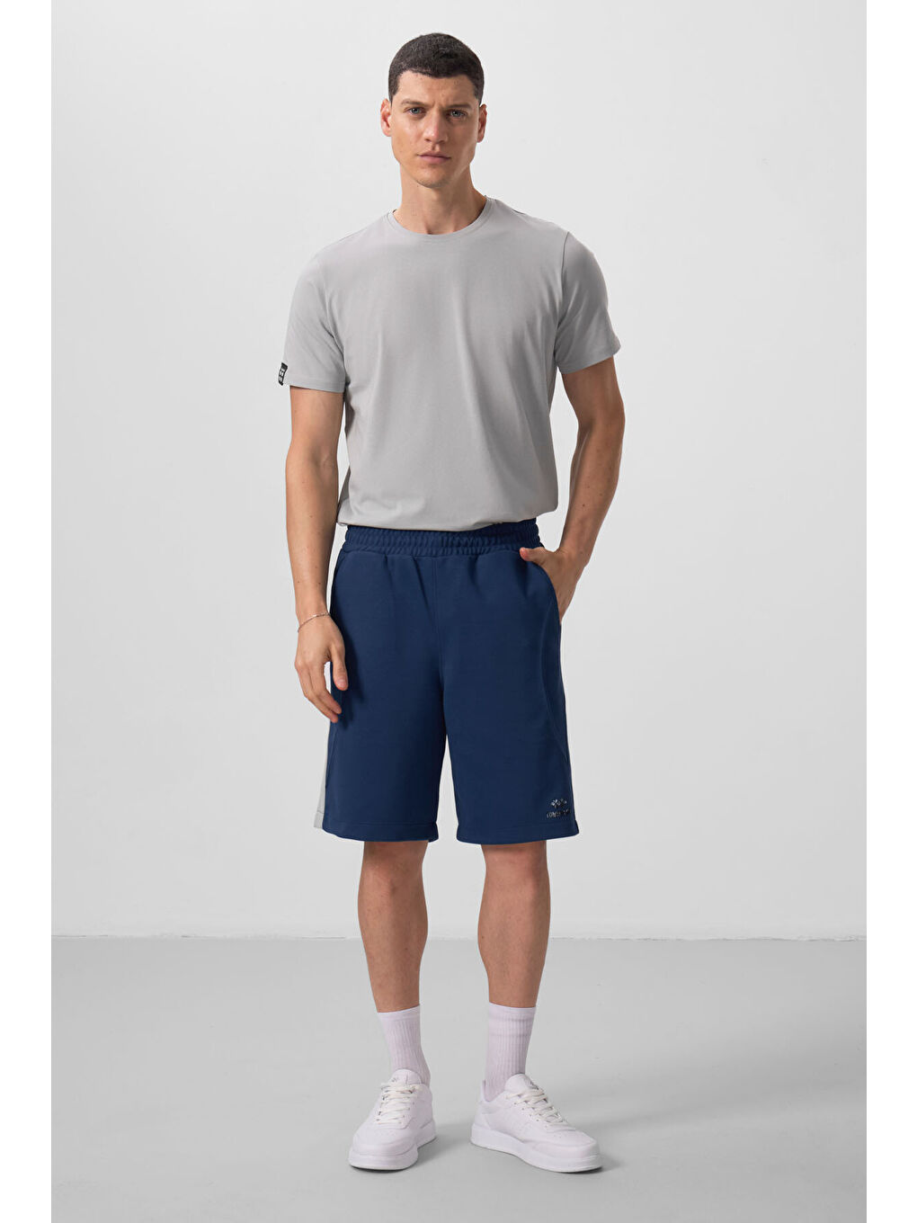 Lacivert Parlament Yüzeyi Dokulu Oversize Erkek Şort - 81288