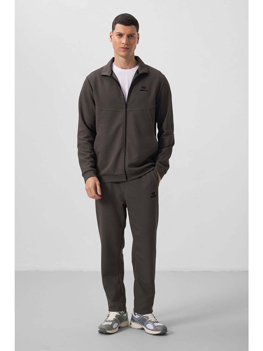 Koyu Gri Yüzeyi Dokulu Rahat Form Erkek Eşofman Takım - 85273