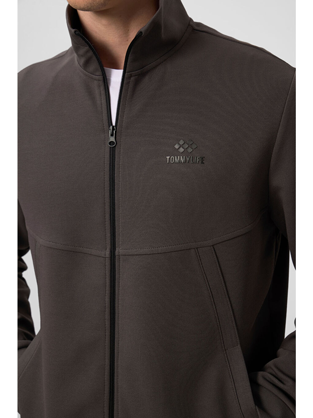 Koyu Gri Yüzeyi Dokulu Rahat Form Erkek Eşofman Takım - 85273-3