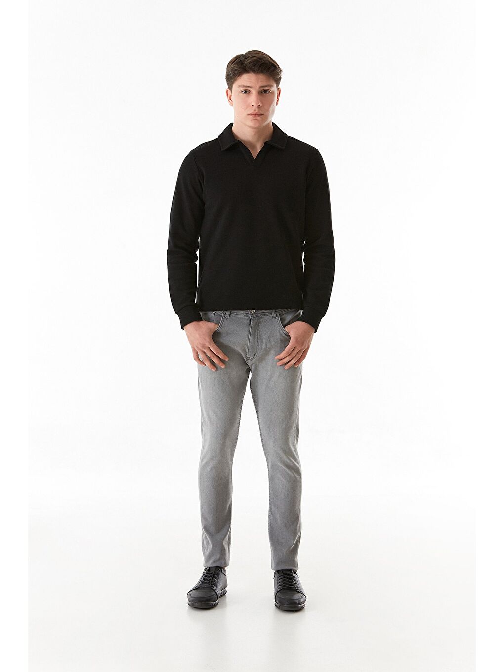 Gri Fermuarlı Skinny Jean Pantolon-2