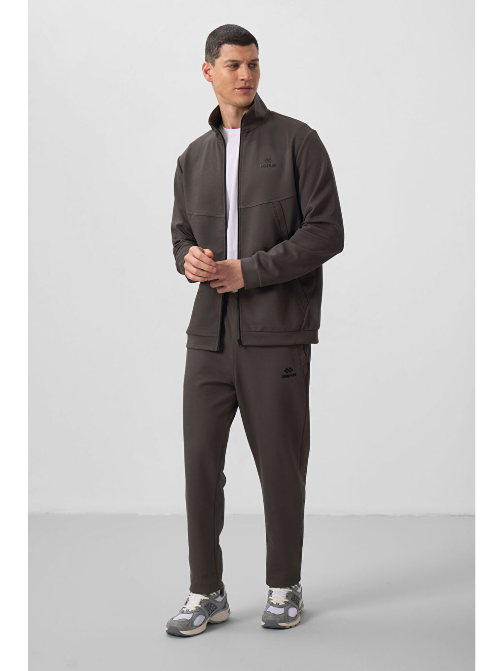 Koyu Gri Yüzeyi Dokulu Rahat Form Erkek Eşofman Takım - 85273-4