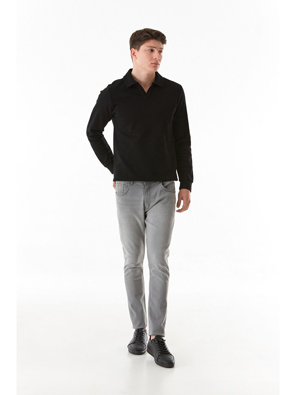 Gri Fermuarlı Skinny Jean Pantolon-3