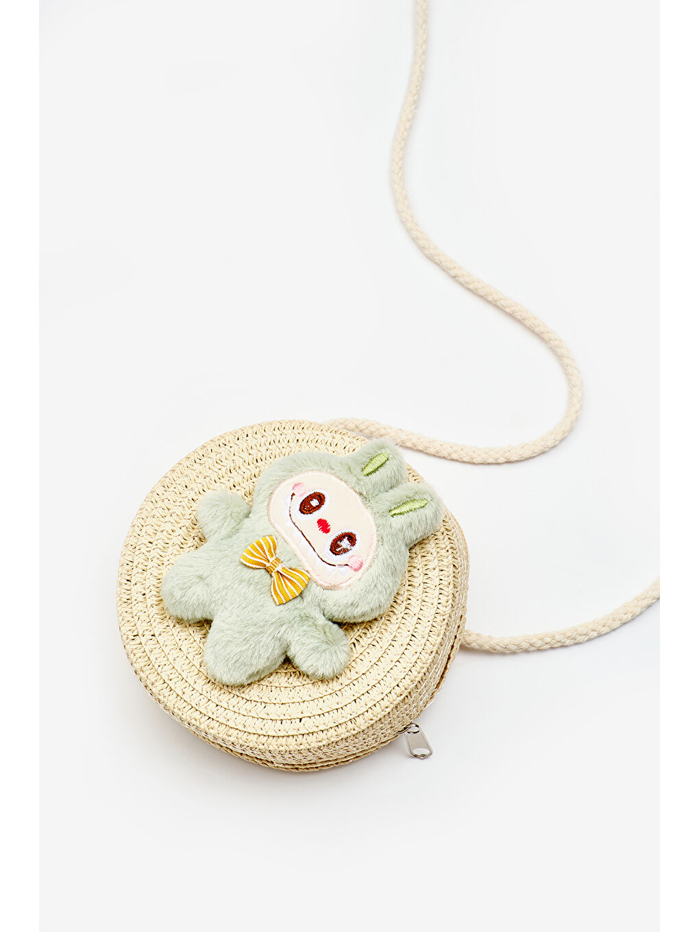 Yeşil Oyuncak Figürlü Kız Çocuk Hasır Çanta-1