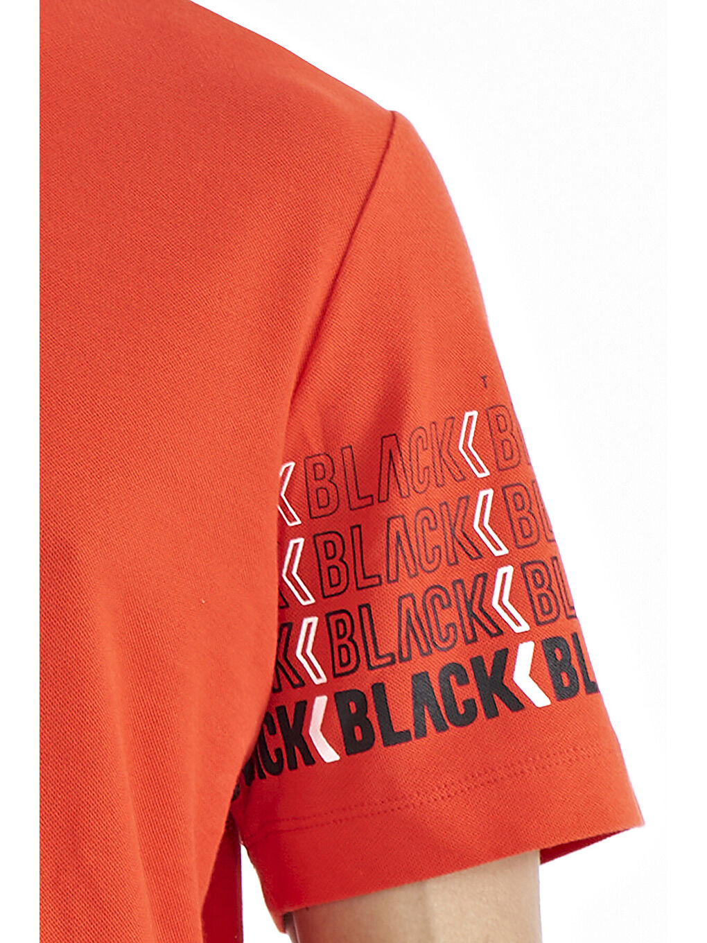 Kırmızı Fiesta Kol Baskı Detaylı Polo Yaka Standart Form Erkek %100 Pamuk Tişört - 88240-2