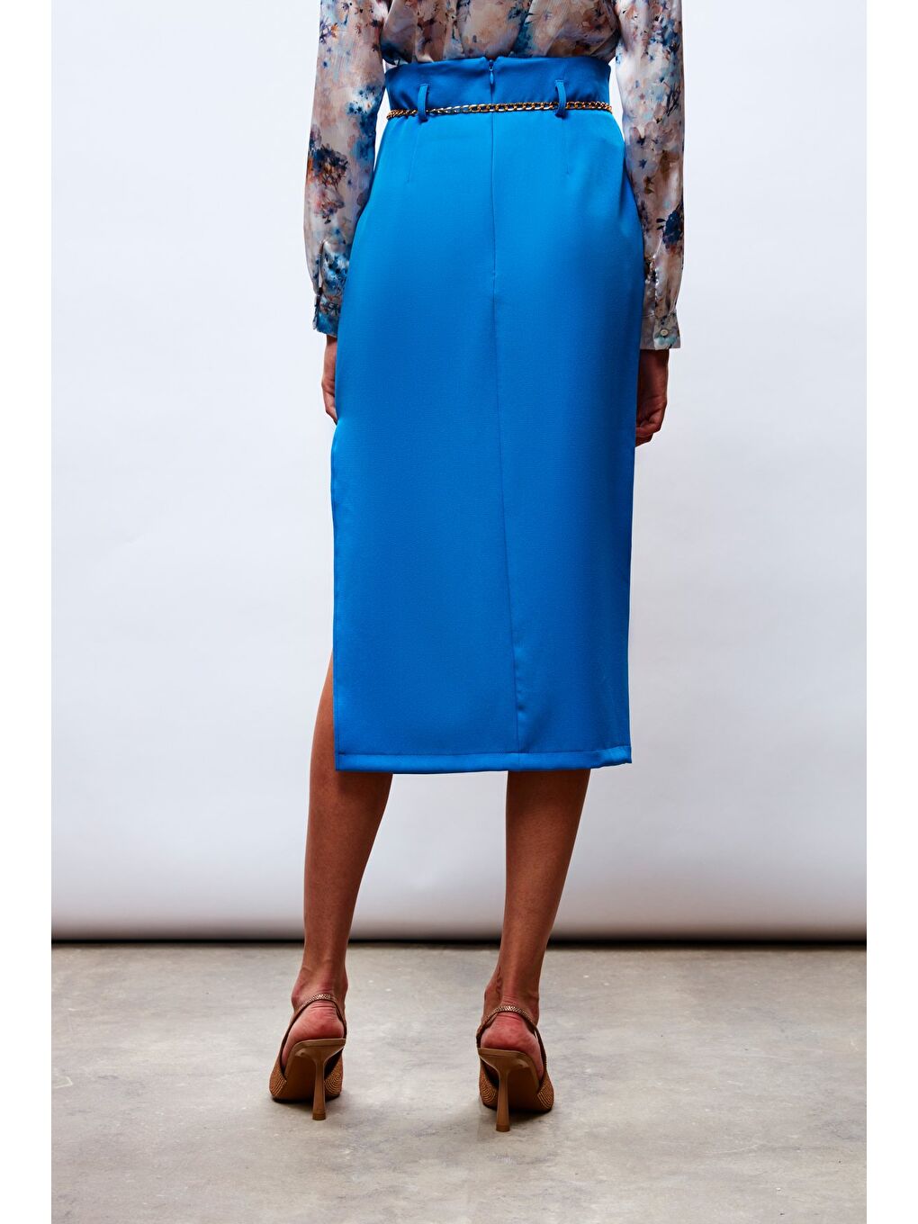 Zincir Kemerli Kalem Etek - Mavi-6