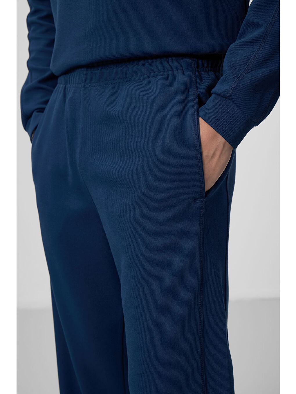 Mavi Parlament Yüzeyi Dokulu Oversize Erkek Eşofman Takım - 85275-4