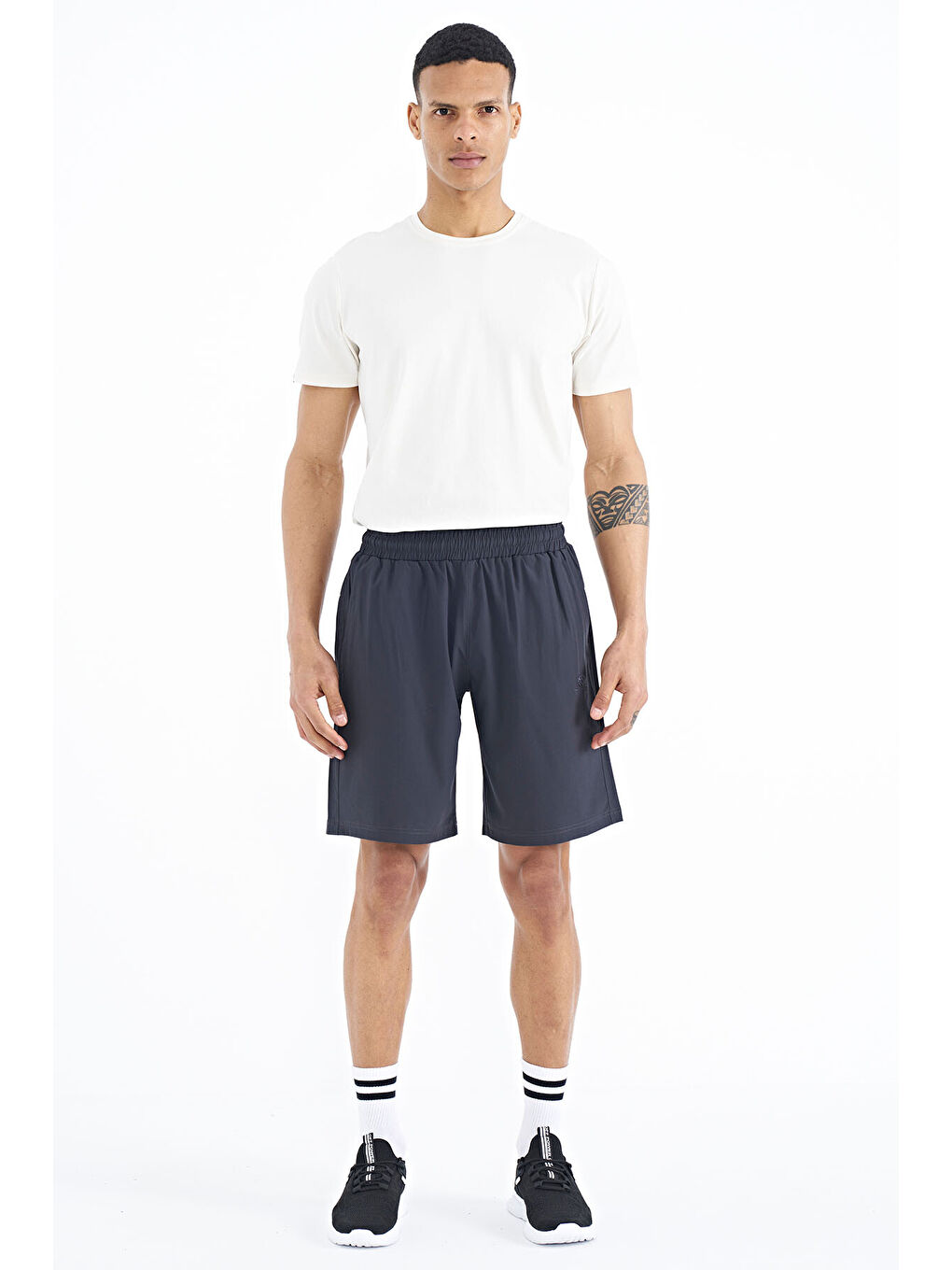 Antrasit Yan Cep Detaylı Lastikli Erkek Şort - 81238-2