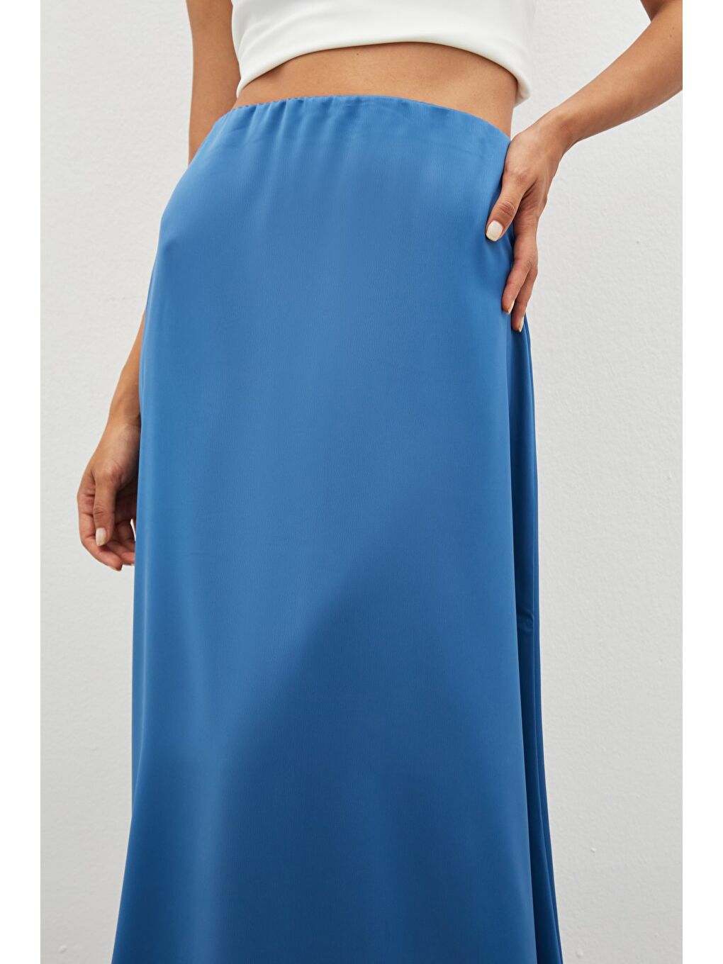 Uzun Saten Etek - İndigo-5