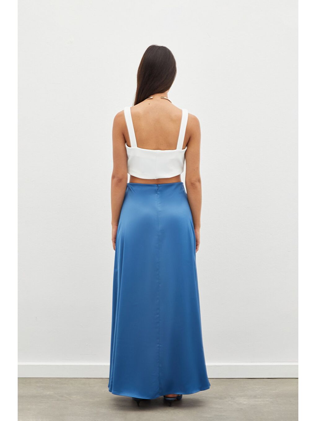 Uzun Saten Etek - İndigo-7