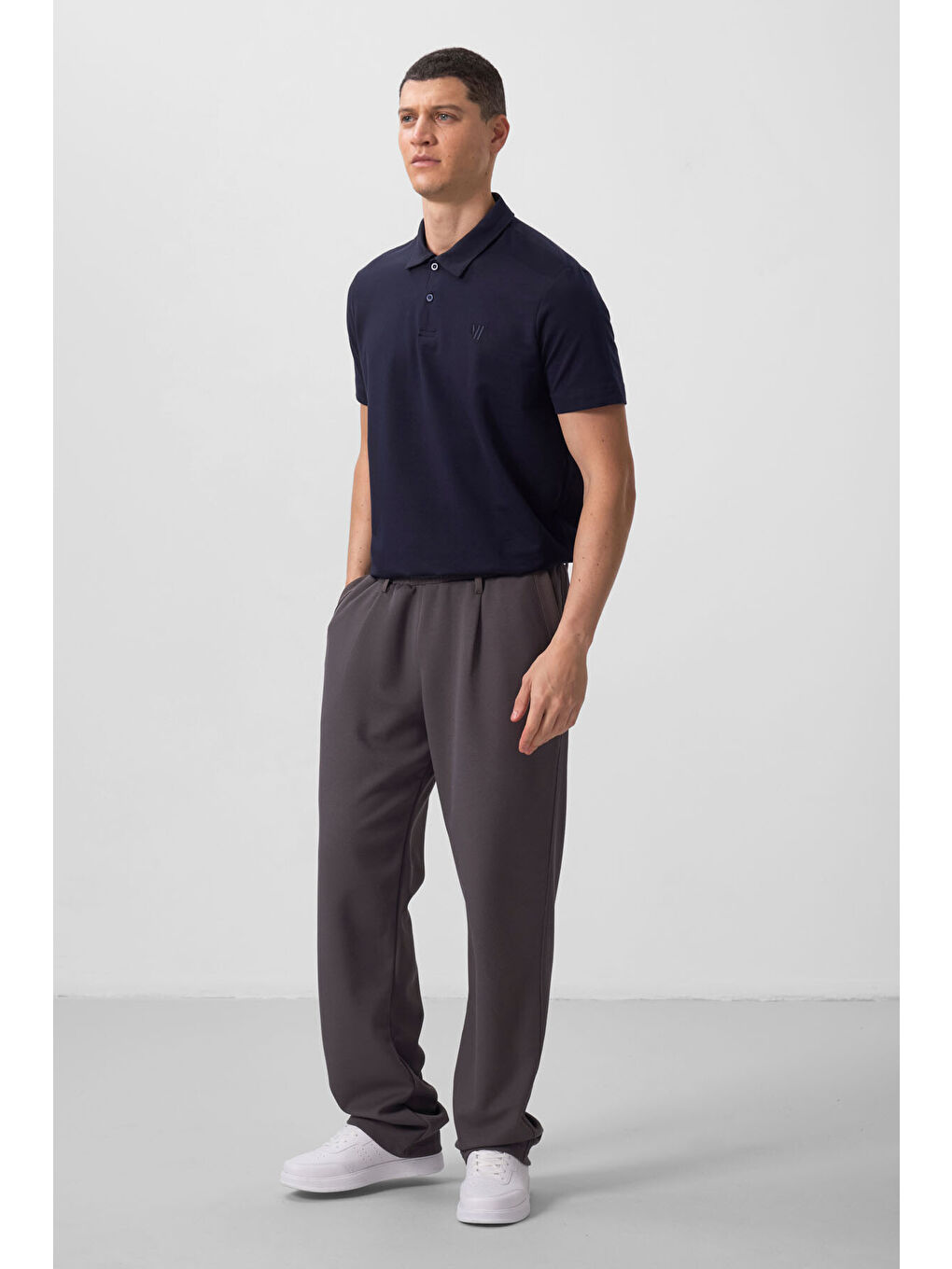 Koyu Gri Yüzeyi Dokulu Rahat Form Palazzo  Erkek Pantolon - 82163-3