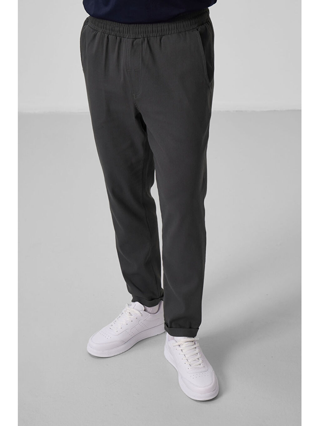 Antrasit Standart Fit Dokuma Hafif Esnek Chino Pantolon - 82175-3