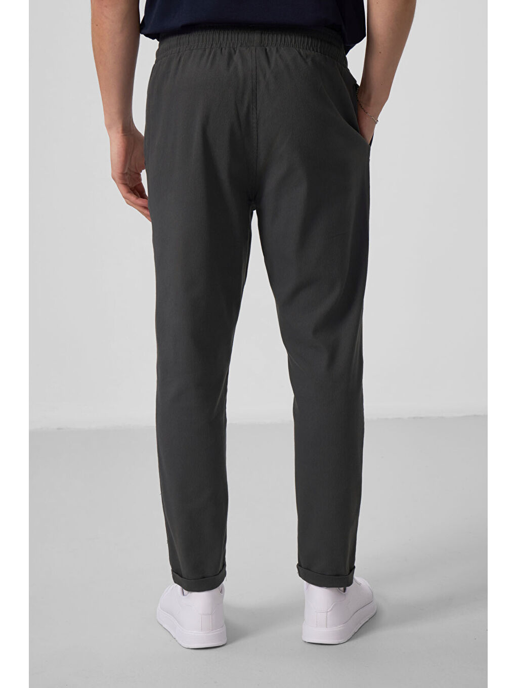 Antrasit Standart Fit Dokuma Hafif Esnek Chino Pantolon - 82175-4