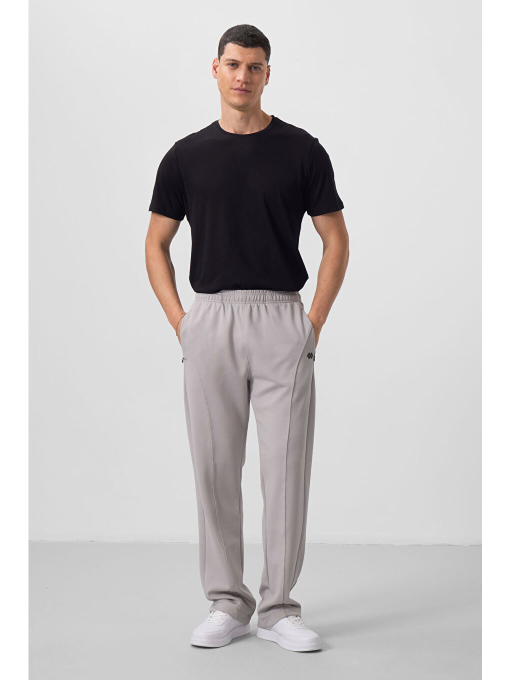 Bej Taş Yüzeyi Dokulu Standart Fit Palazzo  Erkek Pantolon - 82171-1