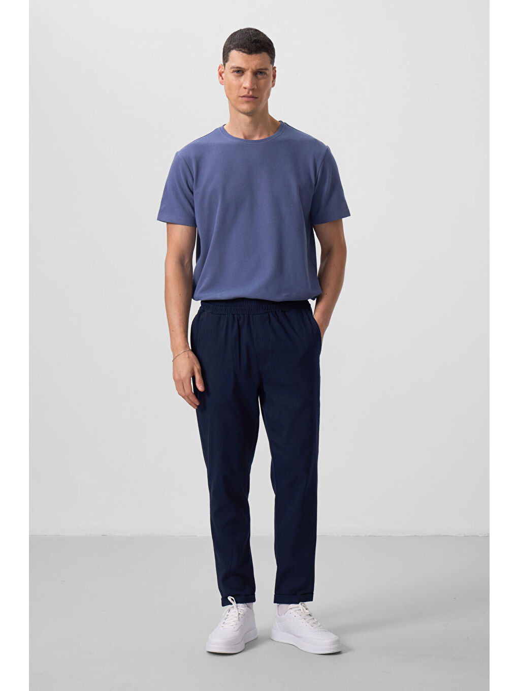 Lacivert Standart Fit Dokuma Hafif Esnek Chino Pantolon - 82175