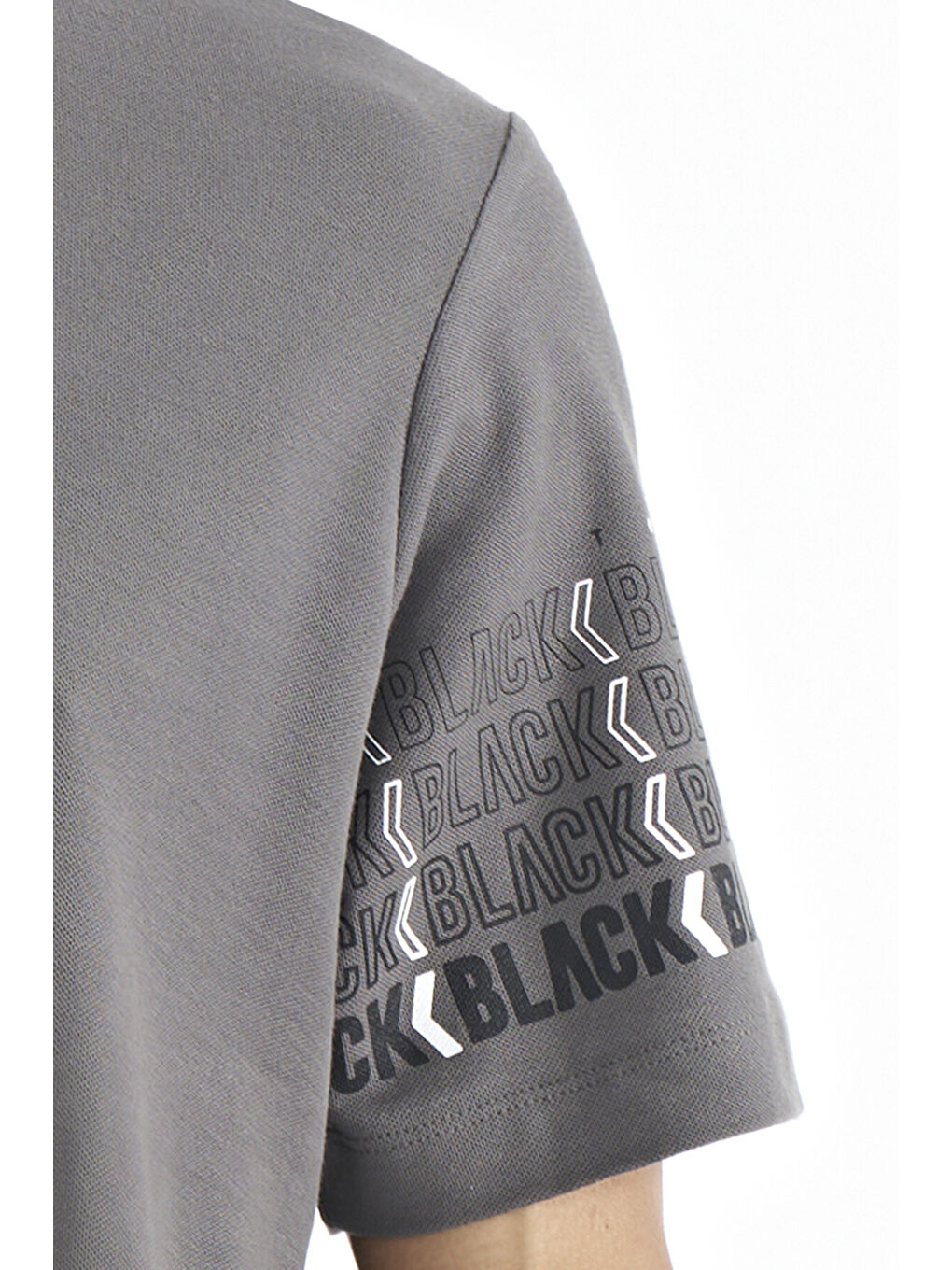 Koyu Gri Kol Baskı Detaylı Polo Yaka Standart Form Erkek %100 Pamuk Tişört - 88240-2