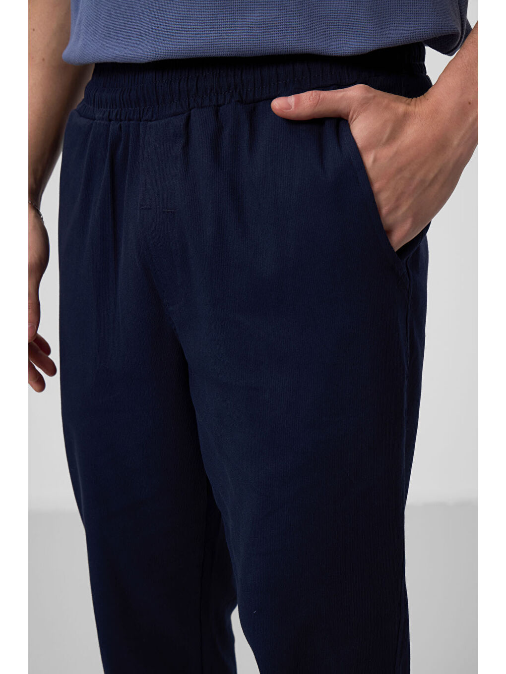 Lacivert Standart Fit Dokuma Hafif Esnek Chino Pantolon - 82175-2